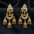 Antique Matte Gold Elephant Chandbali Jhumka Earrings