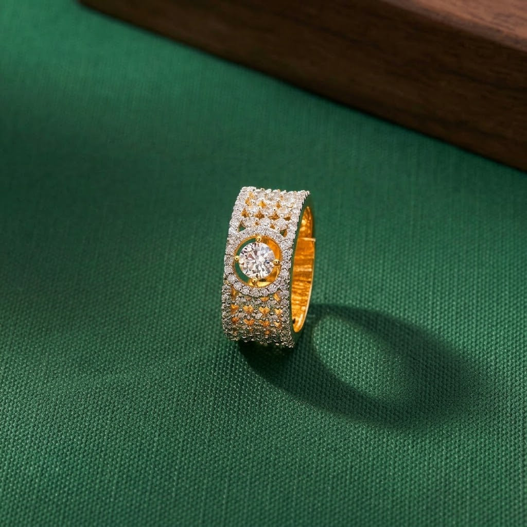 American Diamond 2-Tone Band Ring
