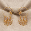 Antique Gold-Plated Dangle Bali Hoop Earrings