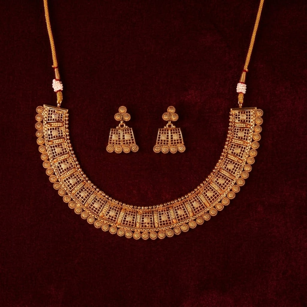 Antique Plain Gold Choker Necklace Set