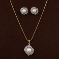 American Diamond Pearl Pendant Necklace Set