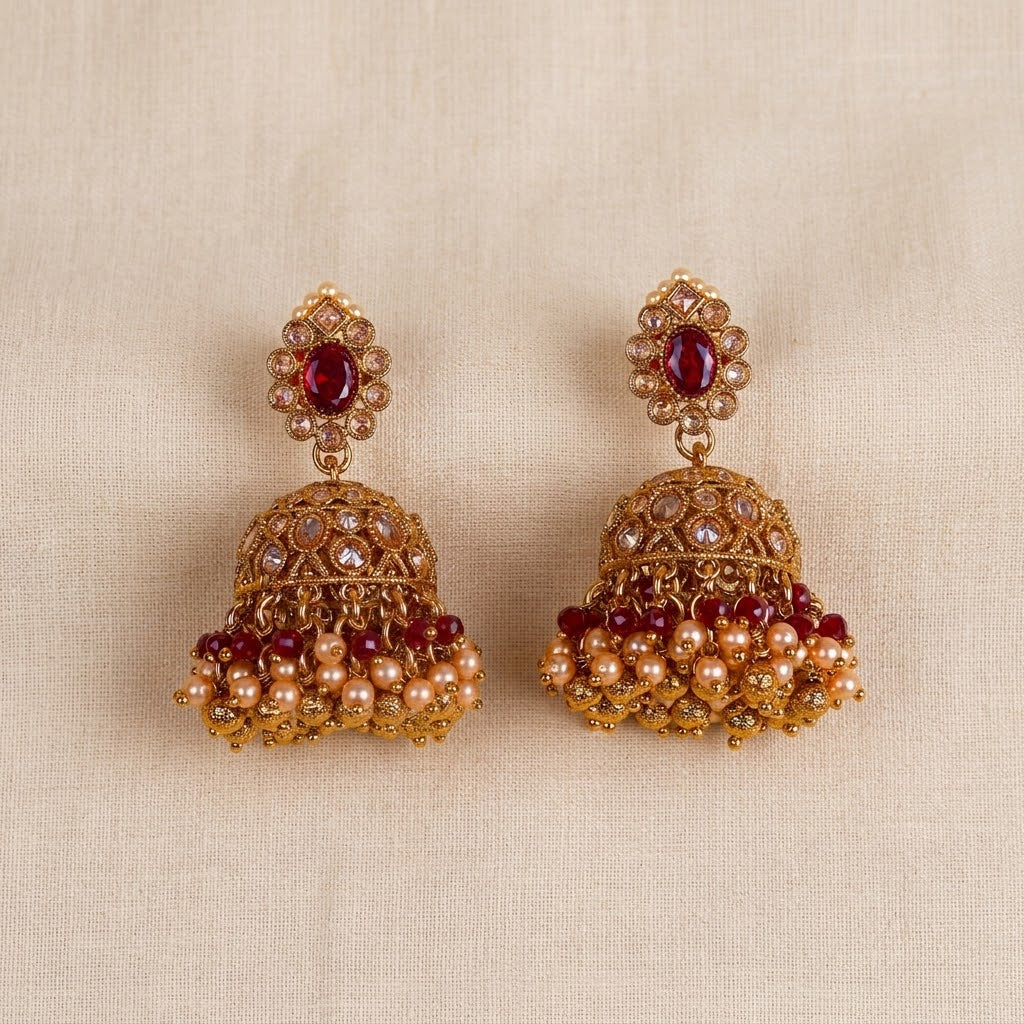 Antique Classic Mehndi Plated Jhumki Earrings