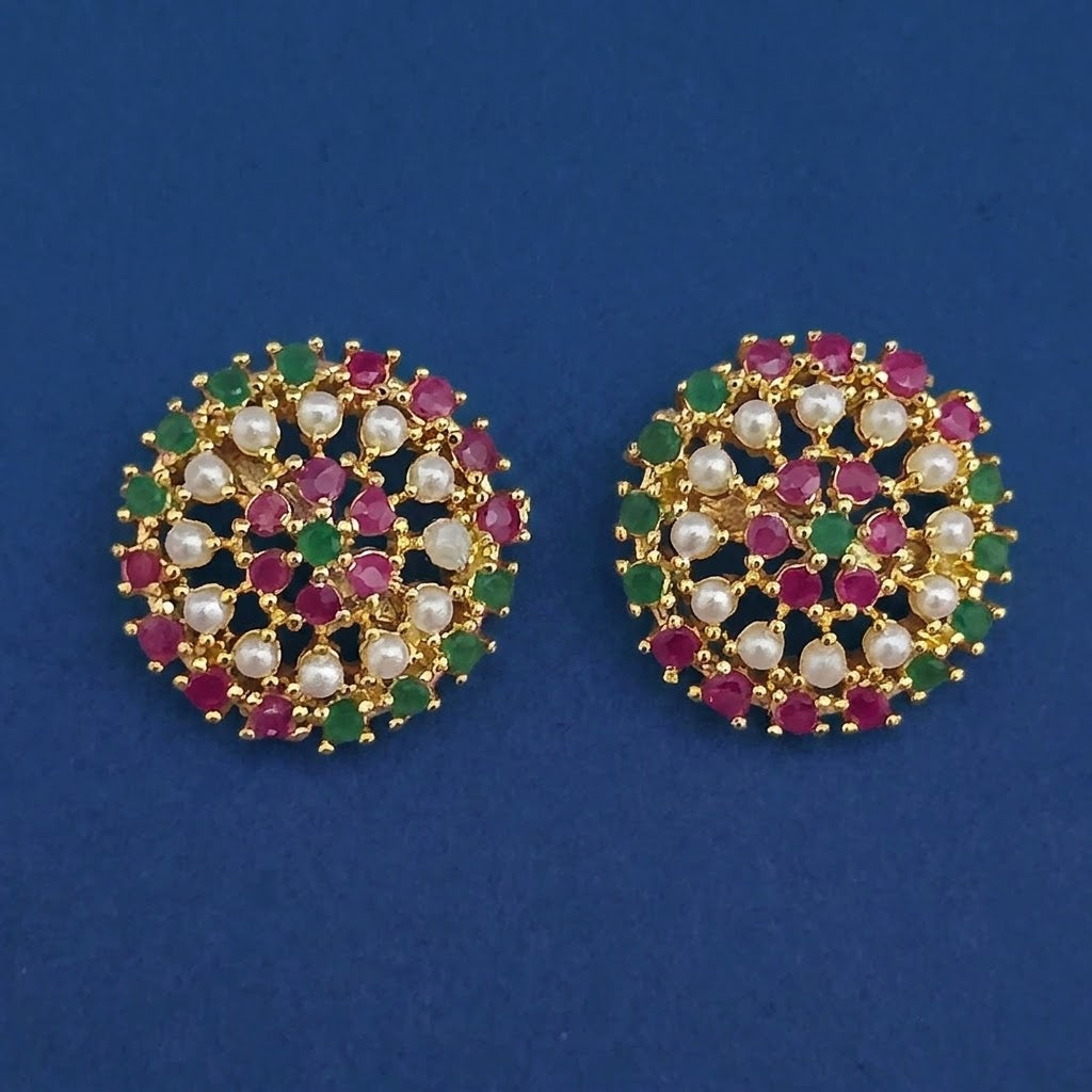 Gold Plated Multi-Stone Cluster Stud Tops