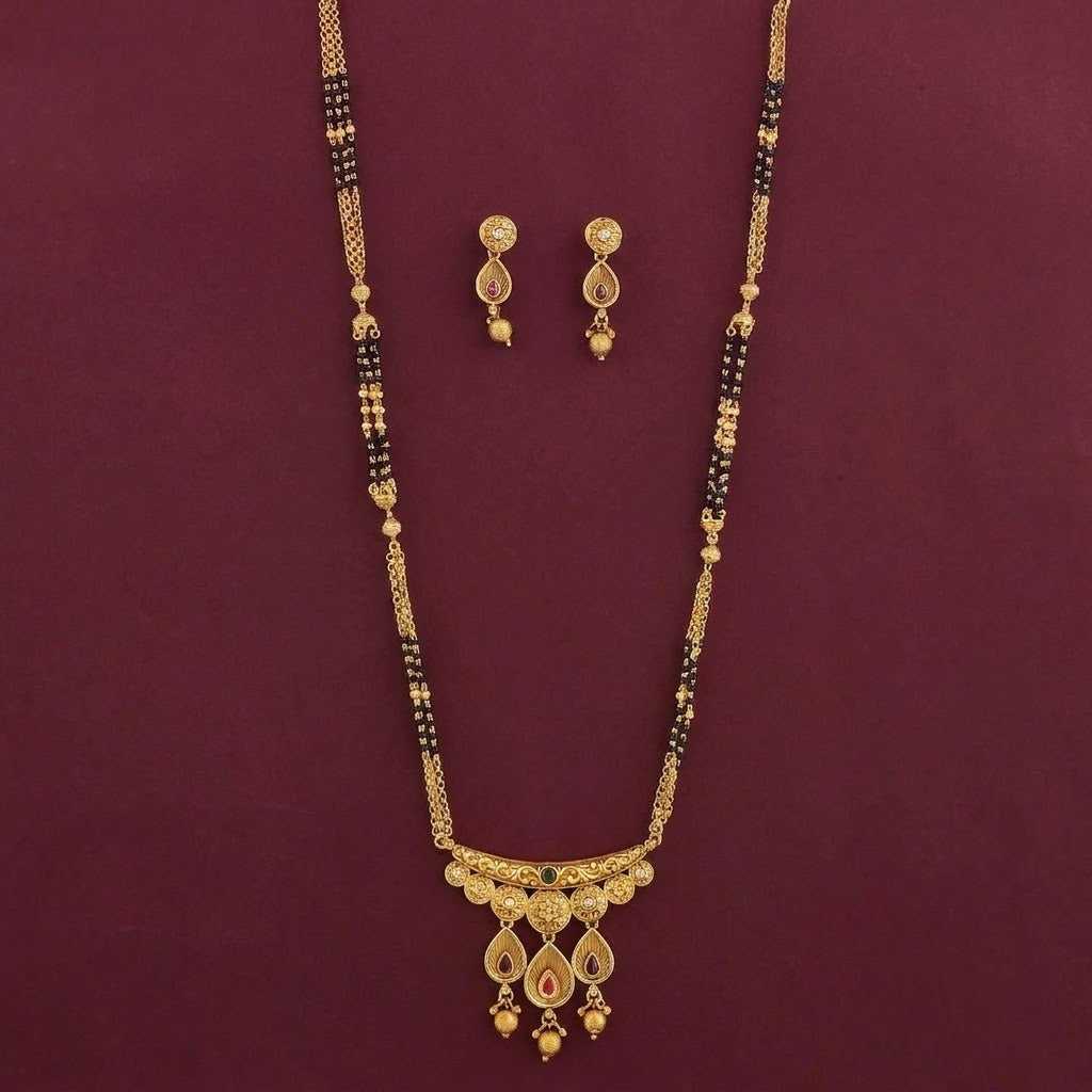 Antique Classic Matte Gold Plated Mangalsutra Set