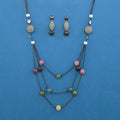 Black Plated Multi-Bead Layered Necklace Set