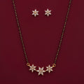 American Diamond Floral Mangalsutra Set with Matching Earrings