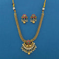 Traditional Antique Gold Plated Pearl Drop Necklace Set