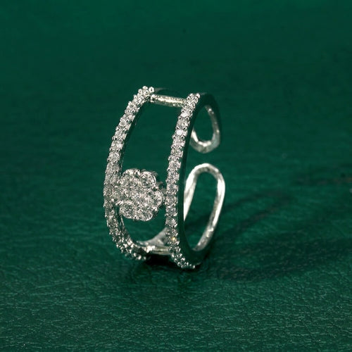 American Diamond Floral Adjustable Ring